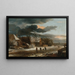 vinterlandskap med en by och en frusen kanal - Jacob van Ruisdael — inramlat konstverk på väggen