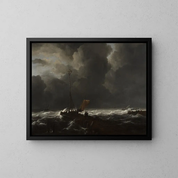 Mer agitée nära en kaj - Jacob van Ruisdael — inramlat konstverk på väggen