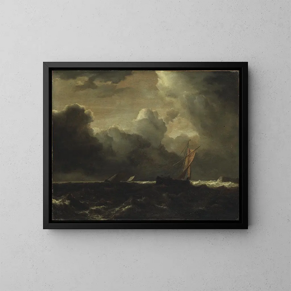 åskmoln över havet - Jacob van Ruisdael — inramlat konstverk på väggen