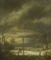 vinterlandskap nära Haarlem med en gatlykta - Jacob van Ruisdael — vy av konstverket