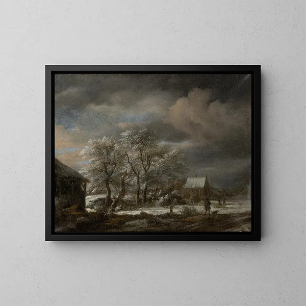 vinterlandskap med snöklädda träd - Jacob van Ruisdael — inramlat konstverk på väggen