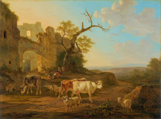 Jacob van Strij - Landscape with Cows near a Ruin.webp