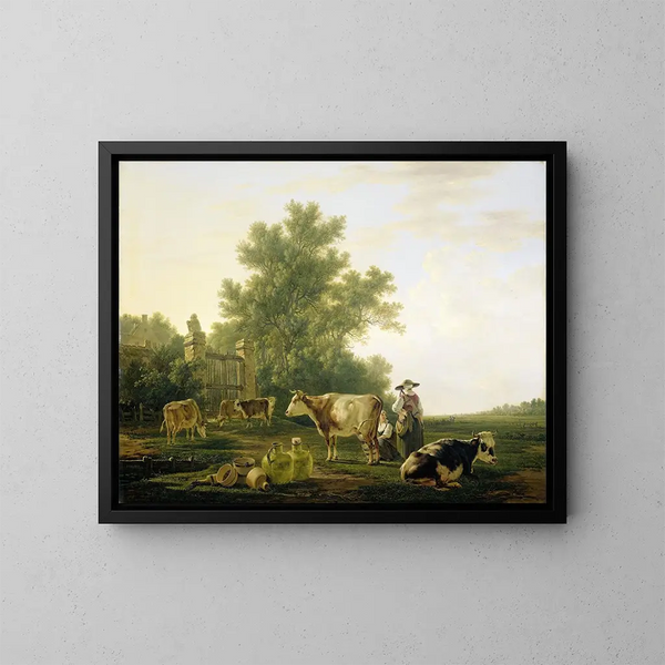 Längd: 60 cm x 80 cm, olja på duk, 1800-tal, konsttryck av Jacob van Strij — inramlat konstverk på väggen