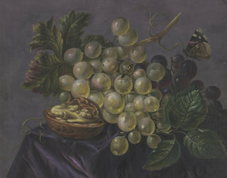Jacoba Maria van Nickelen - Schmetterling und Wespe bei Trauben.webp