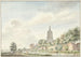 Vue d'Asperen med stadsmurarna och kyrktornet - Jacobus Versteegen — vy av konstverket