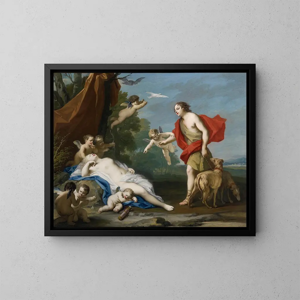 Venus och Adonis - Jacopo Amigoni — inramlat konstverk på väggen