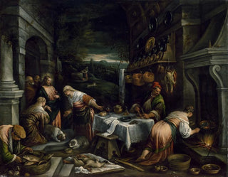 Le Christ dans la maison de Marthe et Marie - Jacopo Bassano — vy av konstverket