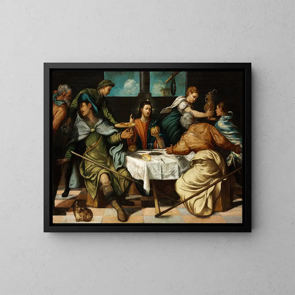 Le Souper à Emmaüs - Jacopo Tintoretto — inramlat konstverk på väggen
