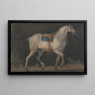 JacquesLaurent Agasse - Saddled Gray Horse Walking.webp