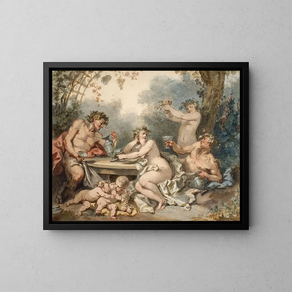 Nymf och faun - Jacques-Philippe Caresme — inramlat konstverk på väggen