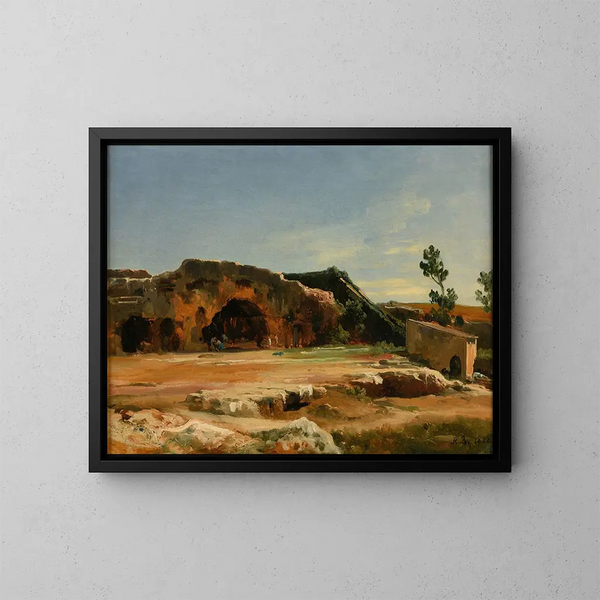 Grotte des Nymphes à Syracuse - Jacques-Raymond Brascassat — inramlat konstverk på väggen