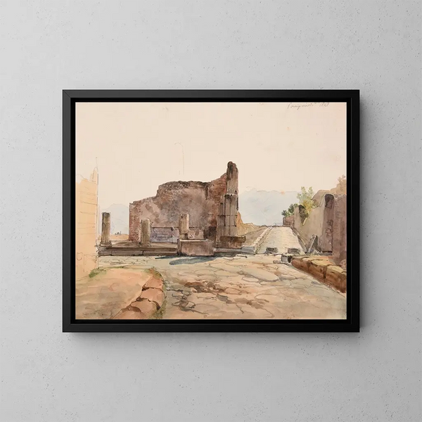 Rues et ruines de Pompéi - Jacques-Raymond Brascassat — inramlat konstverk på väggen