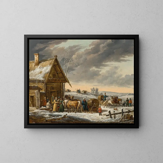 En rysk vinterlandskap - Jacques François Joseph Swebach-Desfontaines — inramlat konstverk på väggen