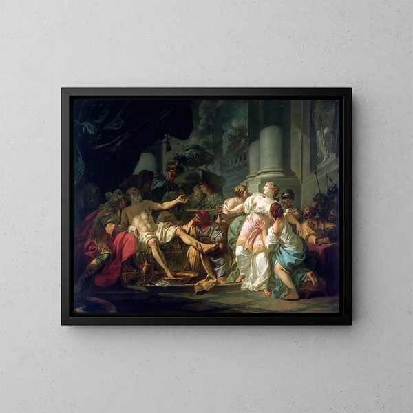 La Mort de Sénèque - Jacques Louis David — inramlat konstverk på väggen