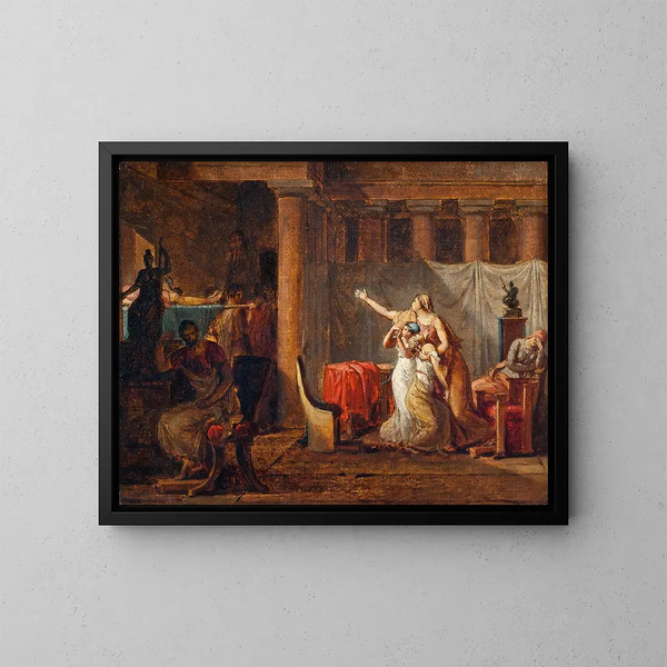 Le retour des licteurs à Brutus avec les corps de ses fils - Étude - Jacques Louis David — inramlat konstverk på väggen