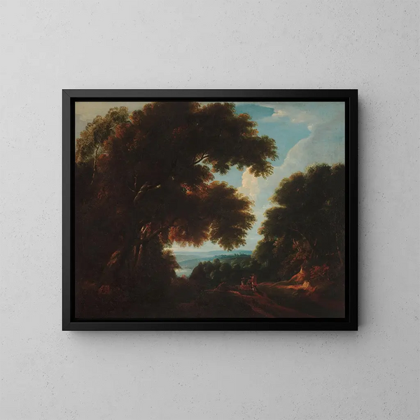 Landskapslandskap med figurer - Jacques d'Arthois — inramlat konstverk på väggen