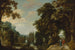 Landskapsbild med en allé och ett slott på vattnet - Jacques van der Wijen — vy av konstverket