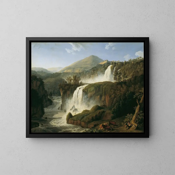 La grande cascade de Tivoli près de Rome - Jakob Philipp Hackert — inramlat konstverk på väggen