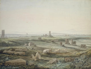 Vue de la Campagne romaine depuis la Via Appia - Jakob Philipp Hackert — vy av konstverket