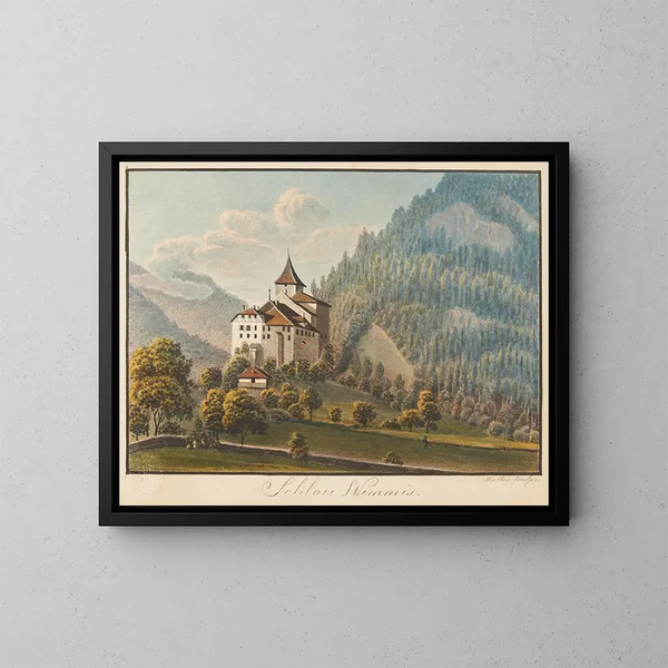 Château de Wimmis - Jakob Samuel Weibel — inramlat konstverk på väggen