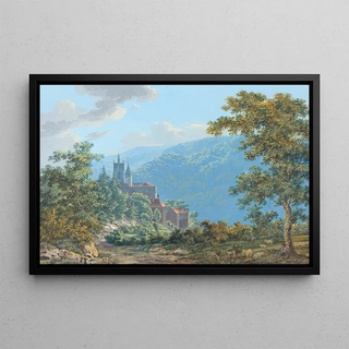 Jakob Wilhelm Huber - A Fortress in a Mountain Landscape at Sunrise.webp