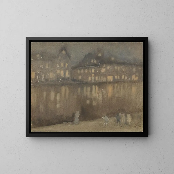 Grand Canal, Amsterdam, Nocturne - James Abbott McNeill Whistler — inramlat konstverk på väggen