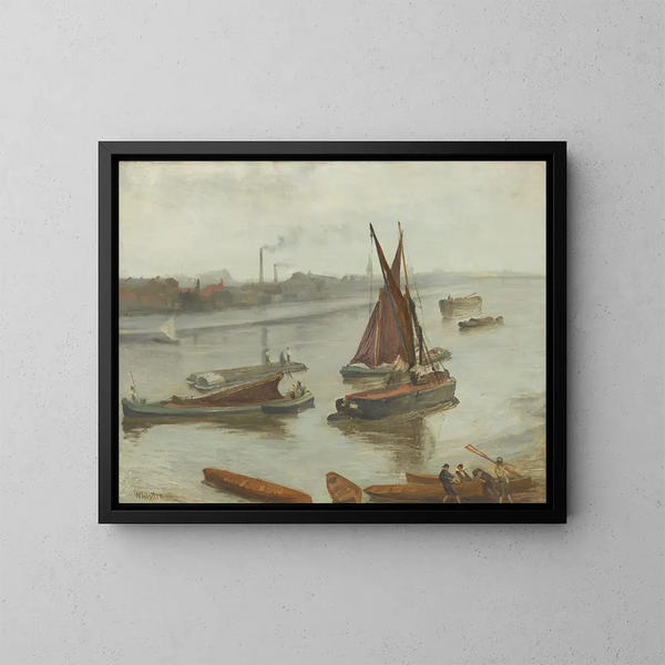 Grå och silver, den gamla Battersea Reach - James Abbott McNeill Whistler — inramlat konstverk på väggen
