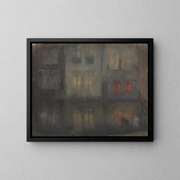 Nocturne noir et rouge, canal de Hollande - James Abbott McNeill Whistler — inramlat konstverk på väggen