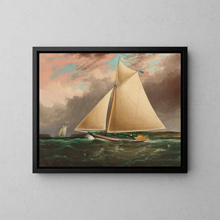 Sloop de la rivière Hudson - James Edward Buttersworth — inramlat konstverk på väggen