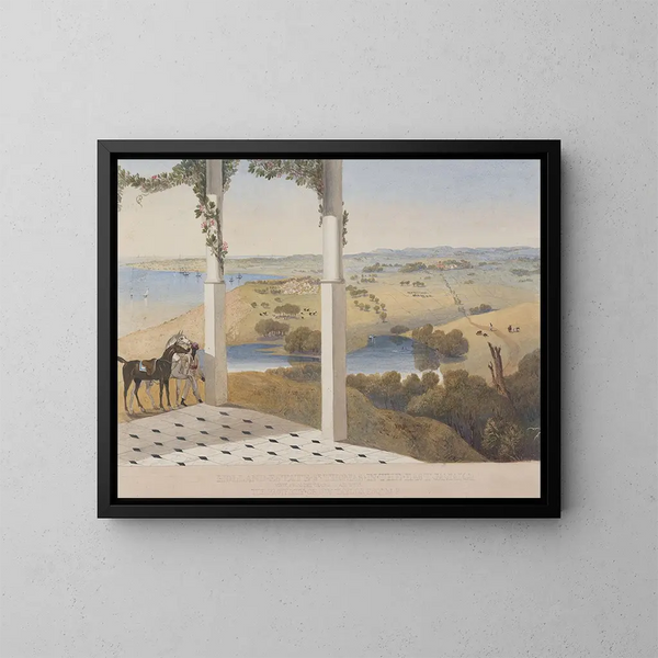 Vue de la maison de changement d'air, Holland Estate, Saint-Thomas à l'Est - James Hakewill — inramlat konstverk på väggen