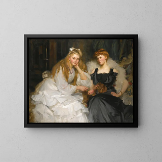 Porträtt av Lorna och Dorothy Bell, döttrar till W. Heward Bell Esq. - James Jebusa Shannon — inramlat konstverk på väggen