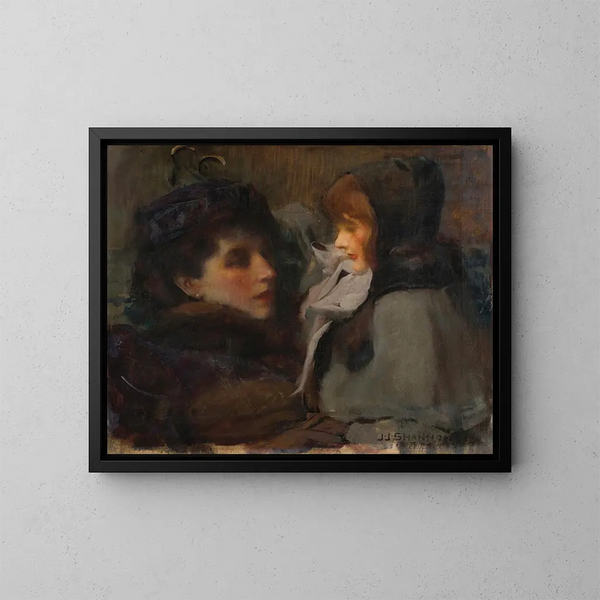La femme et la fille de l'artiste - James Jebusa Shannon — inramlat konstverk på väggen