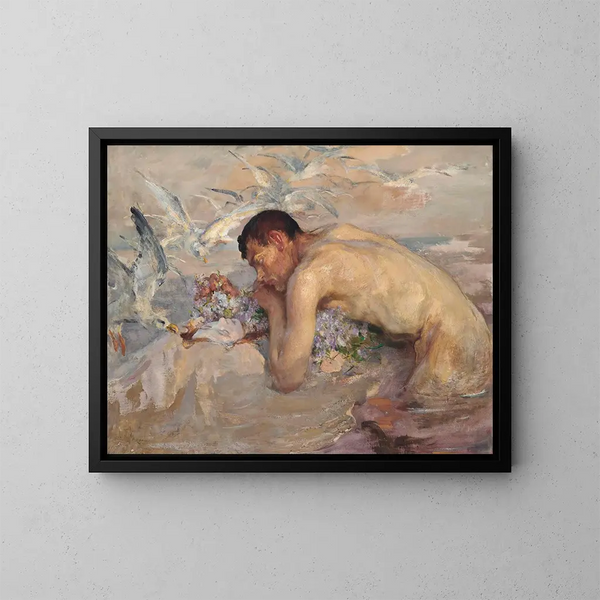 Le triton et la jeune fille - James Jebusa Shannon — inramlat konstverk på väggen