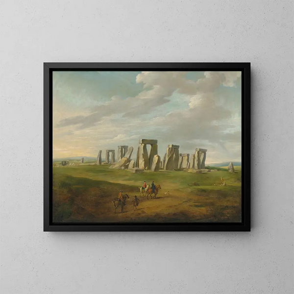 Stonehenge med en vagn och ryttare - James Ross — inramlat konstverk på väggen