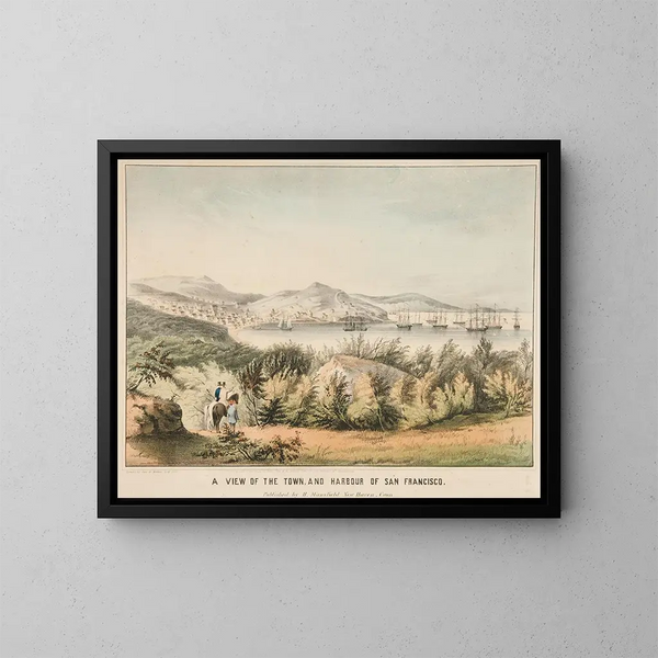 Vue de la ville et du port de San Francisco - James S Baillie — inramlat konstverk på väggen