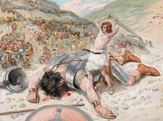 David hugger av Goliaths huvud - James Tissot — vy av konstverket