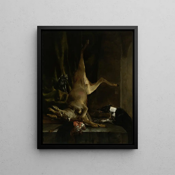 Jan Baptist Weenix - A Dog and a Cat near a partially disembowelled Deer.webp