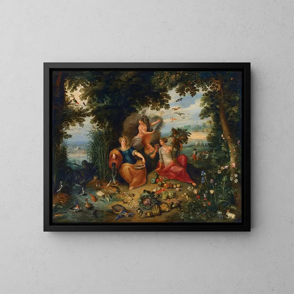 Allegori av de fyra elementen - Jan Brueghel den yngre — inramlat konstverk på väggen