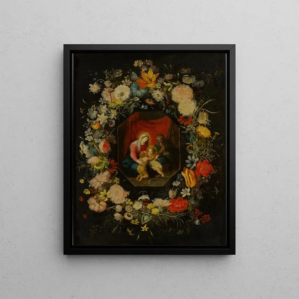 Jan Brueghel the Younger - Madonna and Child with St Anne and St John the Baptist surrounded by a flower garland.webp