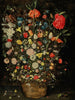 Naturbild med en stor bukett blommor i en trälåda - Jan Brueghel den yngre — vy av konstverket