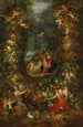 La Sainte Famille entourée d'une guirlande de fruits soutenue par des putti - Jan Brueghel le Jeune — vy av konstverket