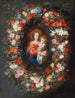 La Vierge à l'Enfant entourée d'une guirlande florale - Jan Brueghel le Jeune — vy av konstverket