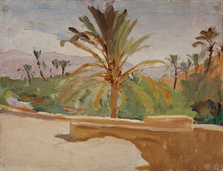 Oasis de Biskra med palmer - Jan Cybis — vy av konstverket