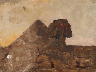Kväll i öknen, Sphinx och pyramid, från resan till Egypten - Jan Cybis — vy av konstverket
