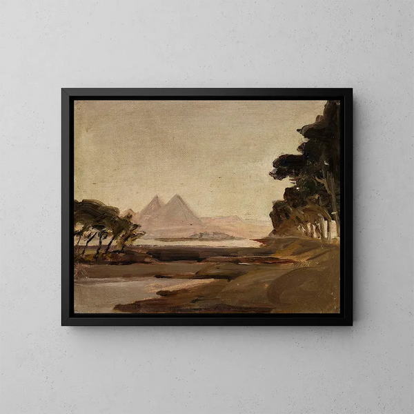 Vue des pyramides lors du voyage en Égypte - Jan Cybis — inramlat konstverk på väggen