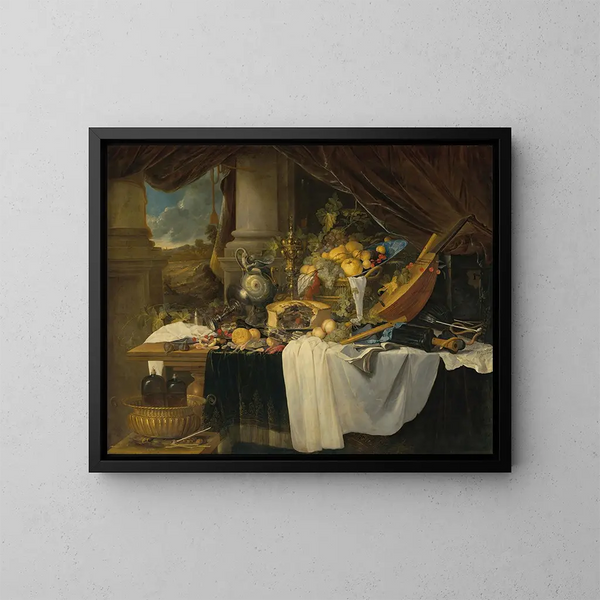 stillleben av bankett - Jan Davidsz de Heem — inramlat konstverk på väggen