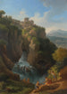 Les chutes de Tivoli med Templet av Sibylle och figurer som vilar i förgrunden - Jan Frans van Bloemen — vy av konstverket