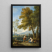 landskapsvy över den romerska landsbygden med samtalande figurer - Jan Frans van Bloemen — inramlat konstverk på väggen
