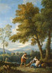 landskapsvy över den romerska landsbygden med samtalande figurer - Jan Frans van Bloemen — vy av konstverket