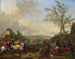 eleganta riddare i en jaktscen med falkar - Jan Frans van Bredael — vy av konstverket